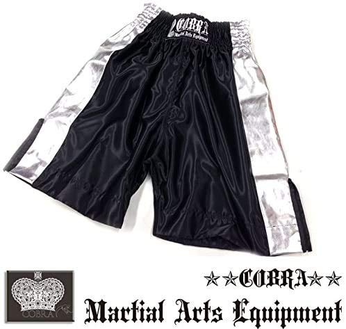 Amazon.co.jp: COBRA BOXING LONG SHORTS BLACK/SILVER LINE (L