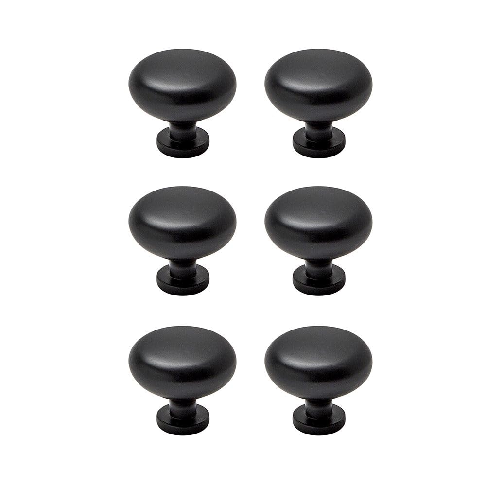 Milano Black Round Bathroom Furniture Drawer Cupboard Cabinet Pull Handles - Pack Of 6