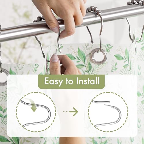 Image of Amazer Shower Curtain Hooks Rings, Anti-Rust Metal Double Glide Shower Hooks for Bathroom Shower Rods Curtains-Set of 12-Nickel