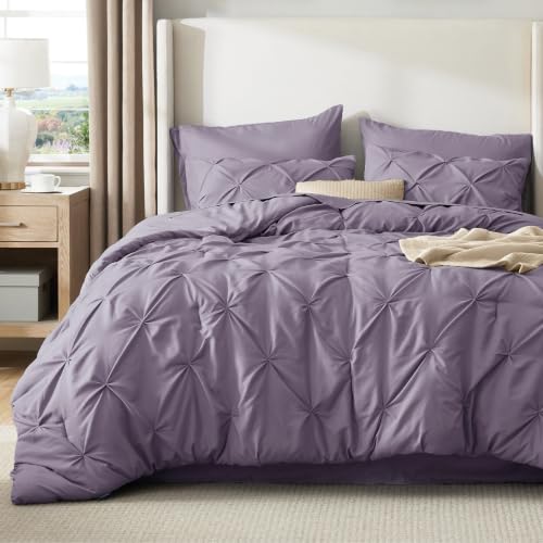 Image of Bedsure California King Comforter Set - Bed in a Bag Cal King Bedding Set 7 PCS, GentleSoft Pintuck Bed Set Gift for Family, All Season Down Alternative Comforter with Sheets, Pillowcases & Shams