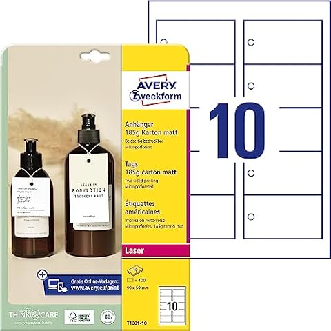 AVERY Zweckform T1002-10 Printable Tags Pack Cover