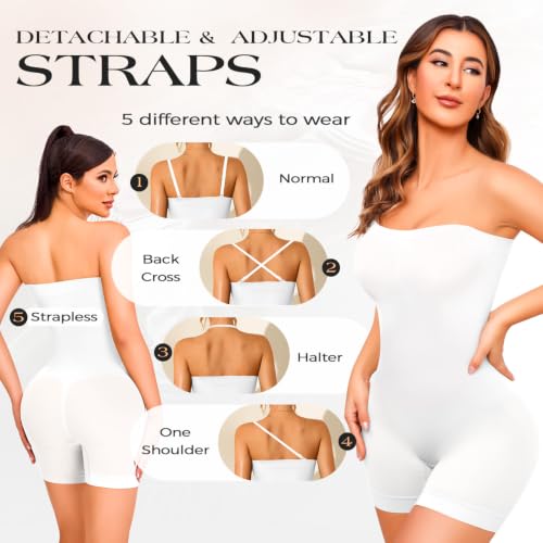 Image of Anygirl Strapless Shapewear Bodysuit Tummy Control Seamless Full Body Shapewear Body Shaper Jumpsuit Tops