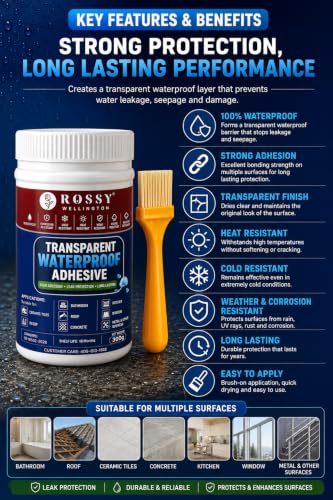 Image of Crack Seal Glue 300gm with Brush Transparent Waterproof Resin Epoxy for Roof Leakage Crack Seal Agent Roof Water Leakage Solution Water Proof Glue for Waterproofing (300 GM / 1 PACK)