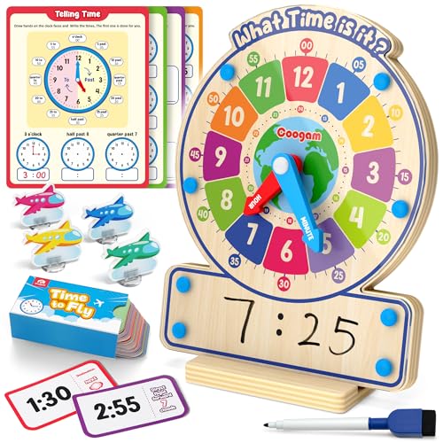 Coogam Wooden Clock with Board Game