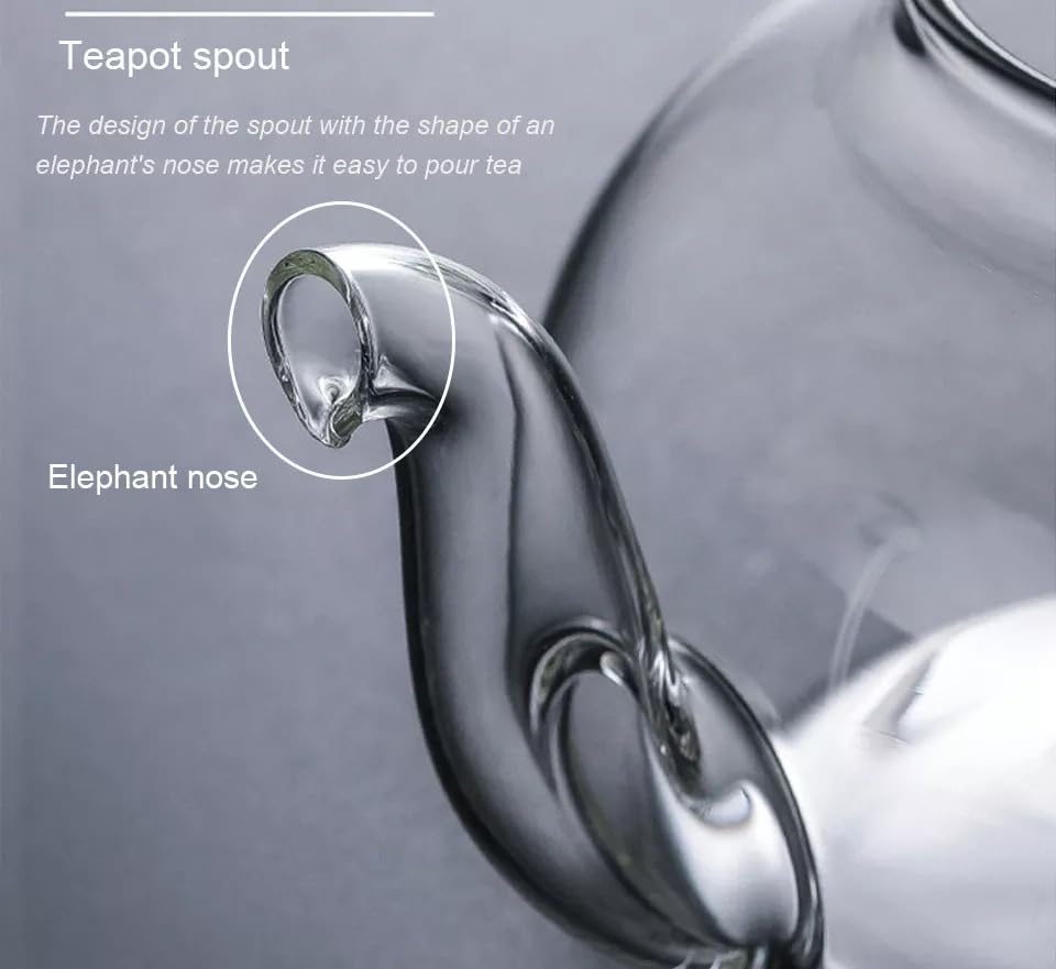 Avastro 1/L Glass Tea Set Heat Resistant Glass Tea Infuser Tea Pot Glass Cup Kung Fu Tea Set Puer Kettle Gas Stove Teapot Pack of 1 2