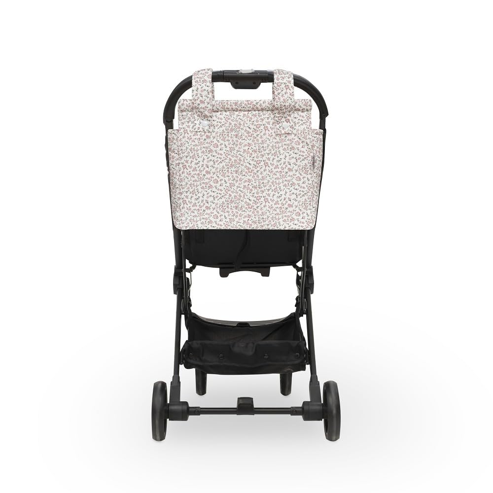 Danielstore Bolso Carrito Bebé – Bolsa Panera de Algodón para Carro de Bebé, 34x34 cm, 2 Compartimentos con Cremallera, Organizador para Paseo
