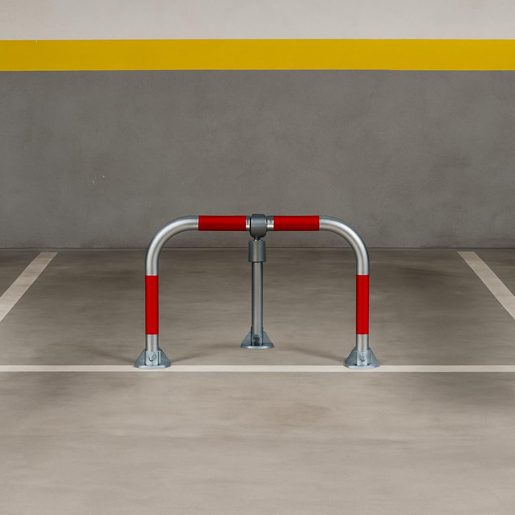 FERRETELIX® Cepo de Parking zincado/Valla Guardaplazas | Bloqueo Manual de Alta Resistencia incluye tornilleria y candado de seguridad