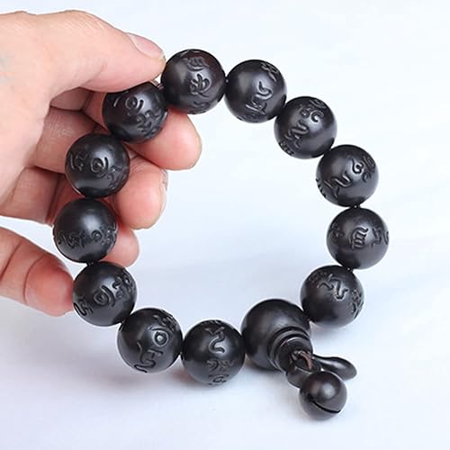 Miniatura 7 de Pulsera de cuentas de madera con diseño de azufaifo de madera de azufaifo grabada con palabras sánscritas, oración mala, Feng Shui, Lucky para