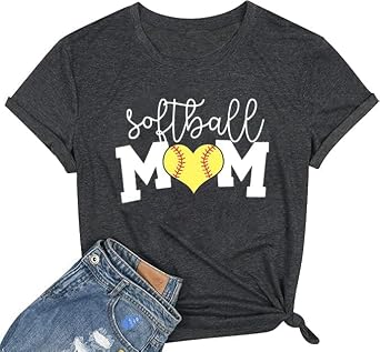 Softball MOM I Love Softball T-Shirt Tank Top for Women Funny Letter Print Game Day Pattern Shirt Casual Life Top