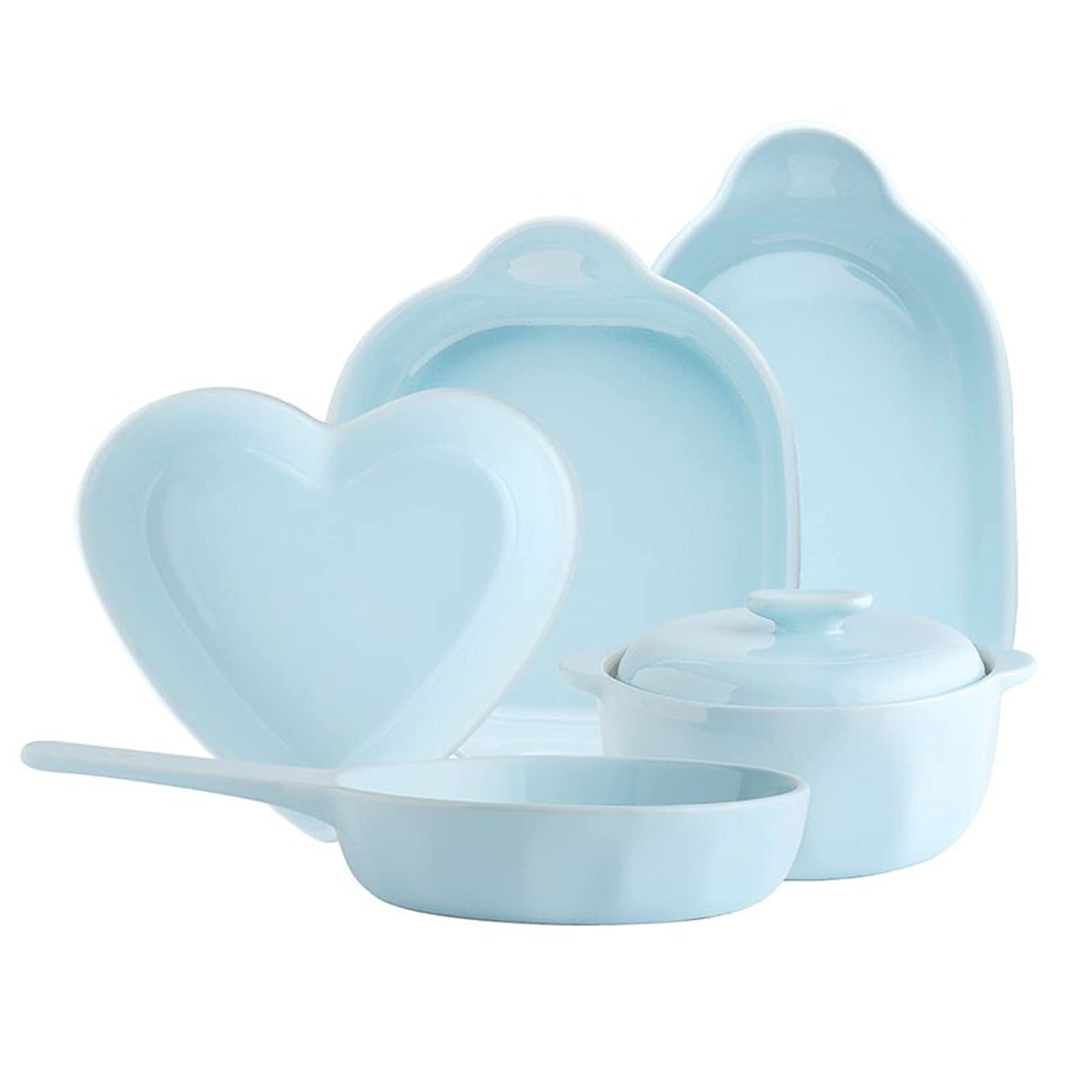 Zestaw do pieczenia, zestaw ceramicznych naczyń do pieczenia, niebieska glazura, blacha do pieczenia do gotowania, kuchni, kolacji na ciasto, bankietu i na co dzień, zestaw 5 prostokątnych płyt