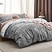 Bedsure Duvet Cover Queen Size - Reversible Floral Duvet Cover Set with Zipper Closure, 3 Pieces Grey Bedding Set with 8 Corner Ties and 2 Pillowcases 20
