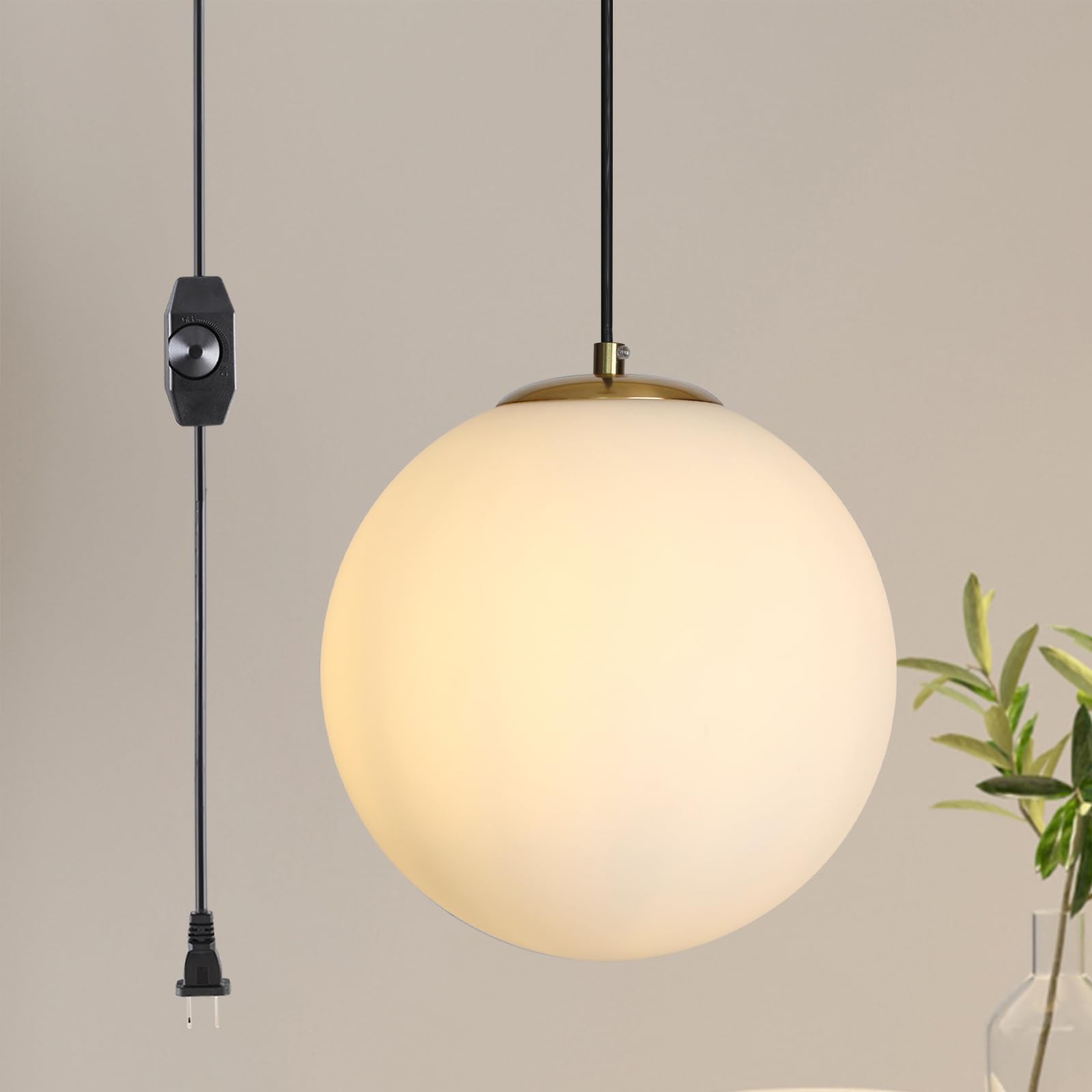 Photo 1 of passong 10" Plug in Gold Globe Pendant Light for Bedroom