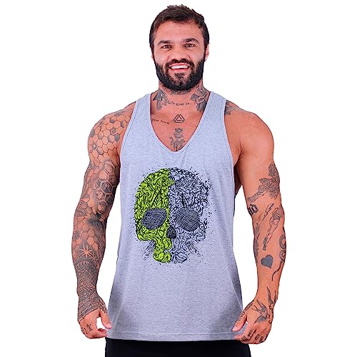 Kit 4 Regata Cavada Masculina MXD Conceito Cores Coloridas Para Todos Estilos Caveira Academia Trein