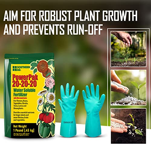 Southern Ag 20-20-20 Powerpak Fertilizer - Organic Fertilizer-Effective On Houseplant Fertilizer-Lawn Fertilizer-Comes With Premium Quality Gloves-1Lbs #TOP2