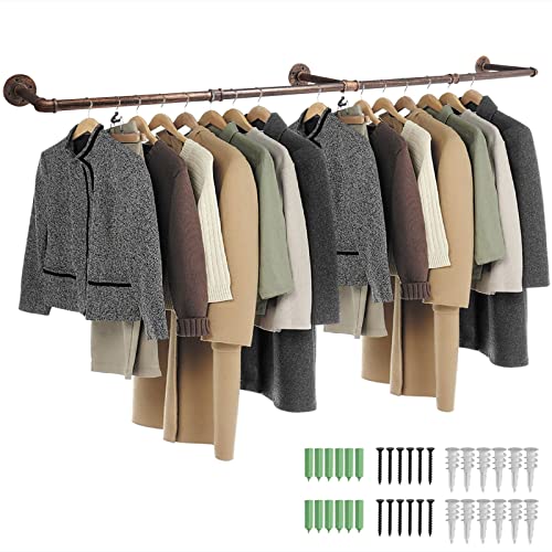 Tanice Clothes Rack Wall Mounted Clothes Rail 178cm SpaceSaving Heavy Duty Industrial Pipe