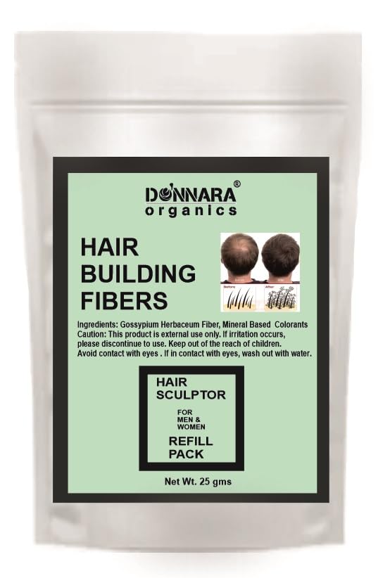 Hair Building Fiber Refill Pack (Black) 25g Pack of 2, Powder Based fibers | Natural hair Thickening Fiber for Thin Hair Men & Women-image-25