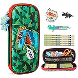 homicozy Pencil Case for Boys,Cool Dinosaur Stationery Set for Kids,3D EVA School Pencil Box Organizer with Compartment &Pencil Pen Eraser Stickers,School Supplies for Kids Back to School Gifts