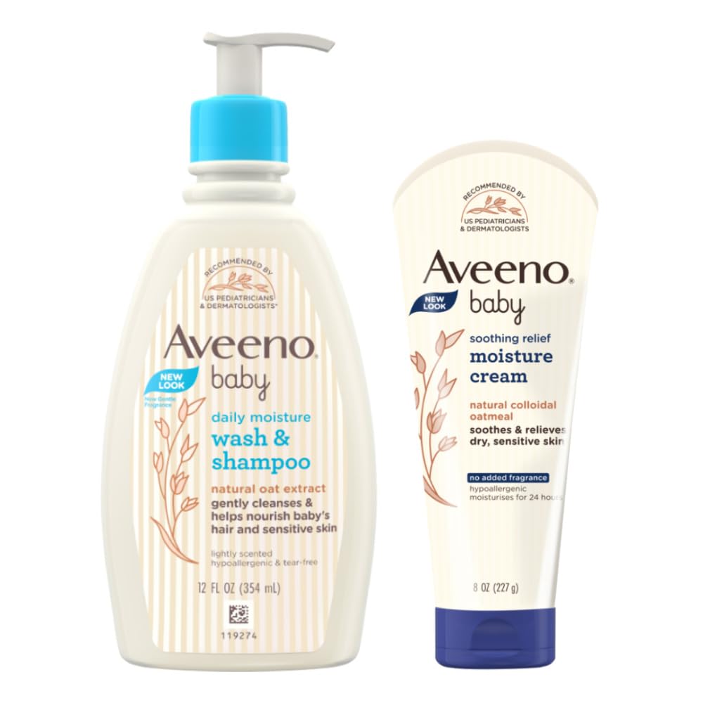 Aveeno Baby Daily Moisturising Bath for Delicate Skin (354ml) & Baby Soothing Relief Moisture Cream Fragrance Free 227g Combo-picture-14