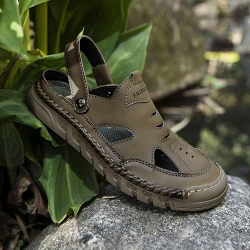 Stepthetop Sandals for Men, Leather-Closed Toe, Leather Orthopedic, Arch Support, Anti-Slip, For Riding, Daily4