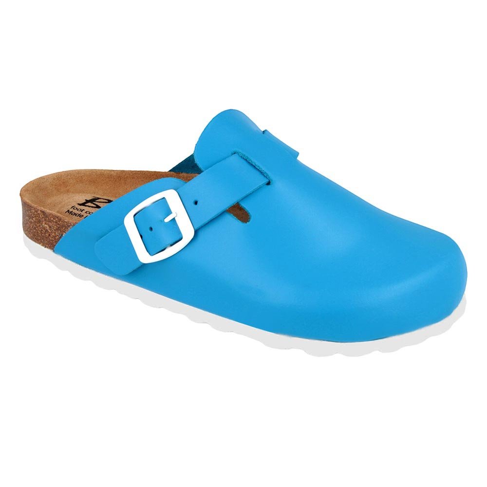 Biox Cork Sandals Leather Mules BERNEY Men Made in EU, Blue,3