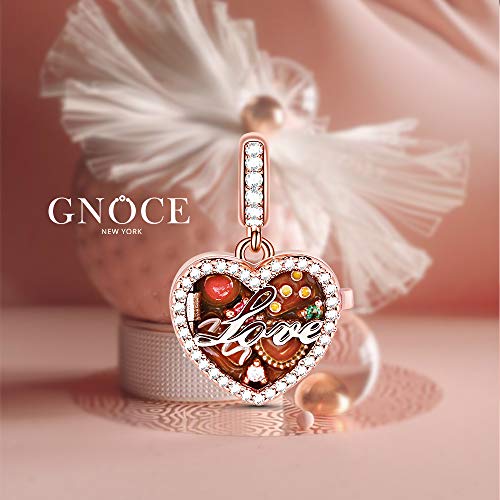GNOCE Chocolate Box Pendant Charm Sterling Silver 18K Rose Gold Plated Charms Bead Fit Bracelet/Necklace Valentine's Day Gift for Women3