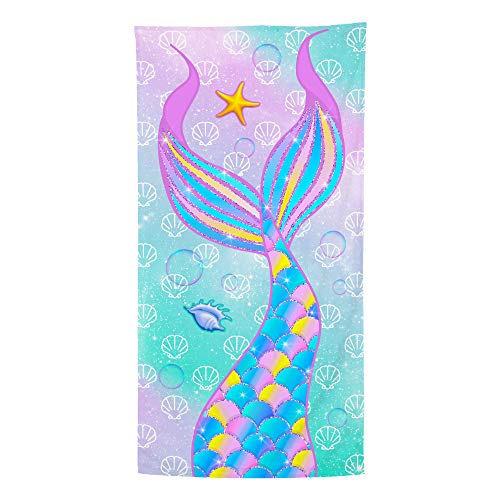 Pinata Mermaid Beach Towel Girl Oversized Kid Adult Towel Quick Dry Microfiber For Swimming Pool Bath Travel Outdoor Camping Multi-Use Colorful Mermaid Tail Wrap Towel Gift For Teens Women 30"X 60 Inch cover