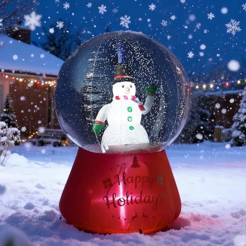 JOYHALO 5.4FT Christmas Snow Globe Inflatable with Snowman, Snowflakes Falling Blow Up Yard Decorations with Bright LED Lights, Blow Up Snow Globe for Outside Indoor Lawn Party Decor