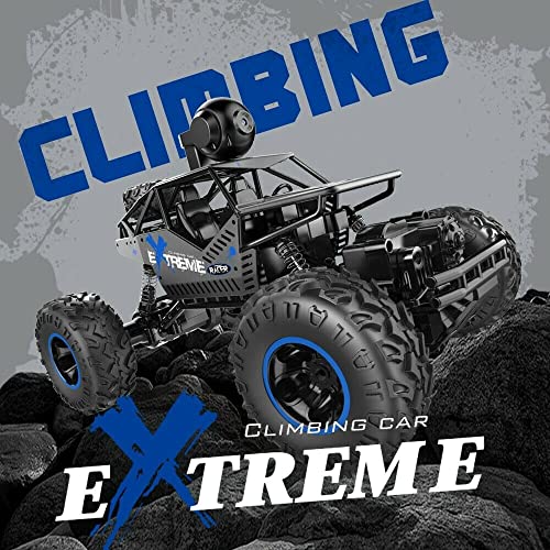 SuperToys Monster Truck RC Car, 1:16 2.4G High Speed Vehicle, Monster Truck Toys with Remote Control & WiFi Camera App for kids and Adults in Grey and Blue