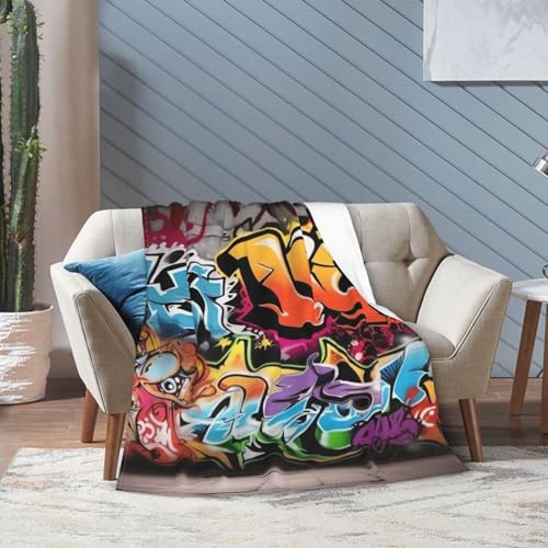 Couverture micro ultra douce graffiti KHiry 203x152 cm pour lit