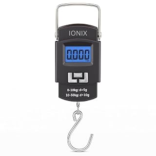 IONIX Weight Machine for Luggage, Wait Machine, Luggage Wighing Scale, Digital Weighing Scale, Bag Weighing Scale for Luggage, Electronic Portable Fishing Hook Type Digital LED Screen, 50 kg (Black)