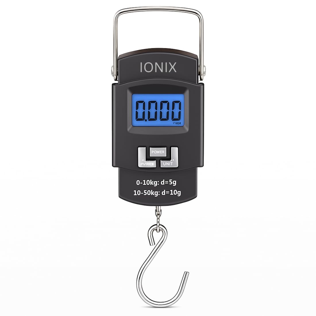 IONIX Weight Machine for Luggage, Wait Machine, Luggage Wighing Scale, Digital Weighing Scale, Bag Weighing Scale for Luggage, Electronic Portable Fishing Hook Type Digital LED Screen, 50 kg (Black)
