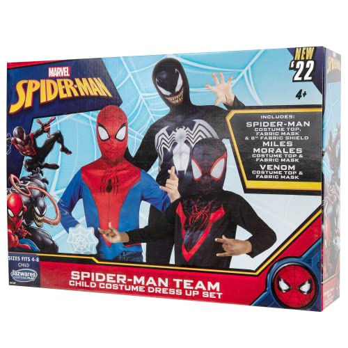 Marvel Spider-Man Team Costume Dress Up Trunk - Medium-Size Long-Sleeved Tops And Fabric Masks For Spider-Man, Miles Morales, And Venom - Amazon Exclusive #TOP4