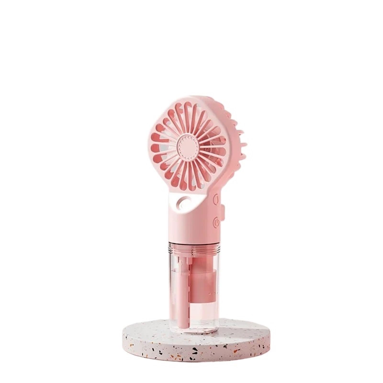 Ventilateur portatif contre la chaleur étouffante avec brumisateur rose