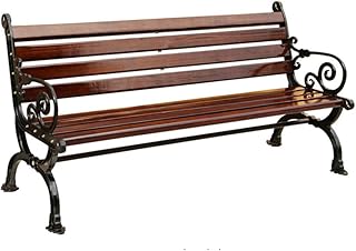 Banco de jardim ao ar livre, banco de jardim de terraço Banco de jardim ao ar livre, banco de jardim de 3 lugares, banco de jardim ao ar livre com encosto e apoio de braço, assento de madeira maciça