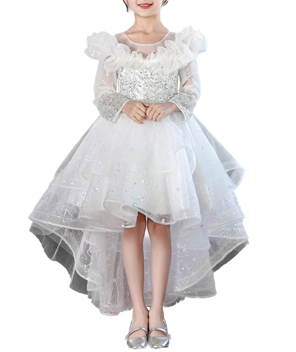 Vestito Cerimonia Damigella Comunione Asimmetrico Bambina Party Dress COM057