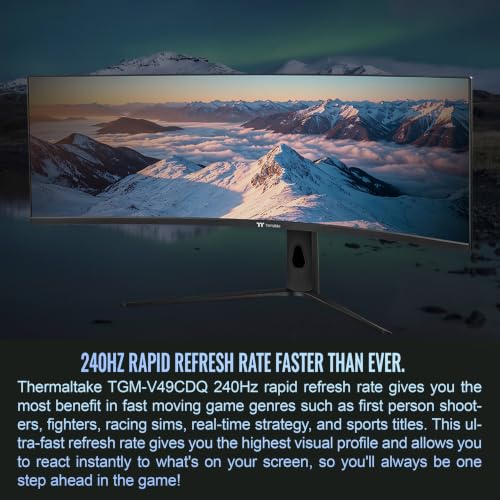 Image of Thermaltake 49 inch DQHD Curved Ultrawide Gaming Monitor; Fast VA Panel; 5120x1440 DQHD; 240Hz; 1ms GTG; Adaptive Sync; HDMI /DP /Type-C /USB; VESA 100x100; HDR10; 1800R Curve; PIP /PBP; GM-GCE-49CEUB-US