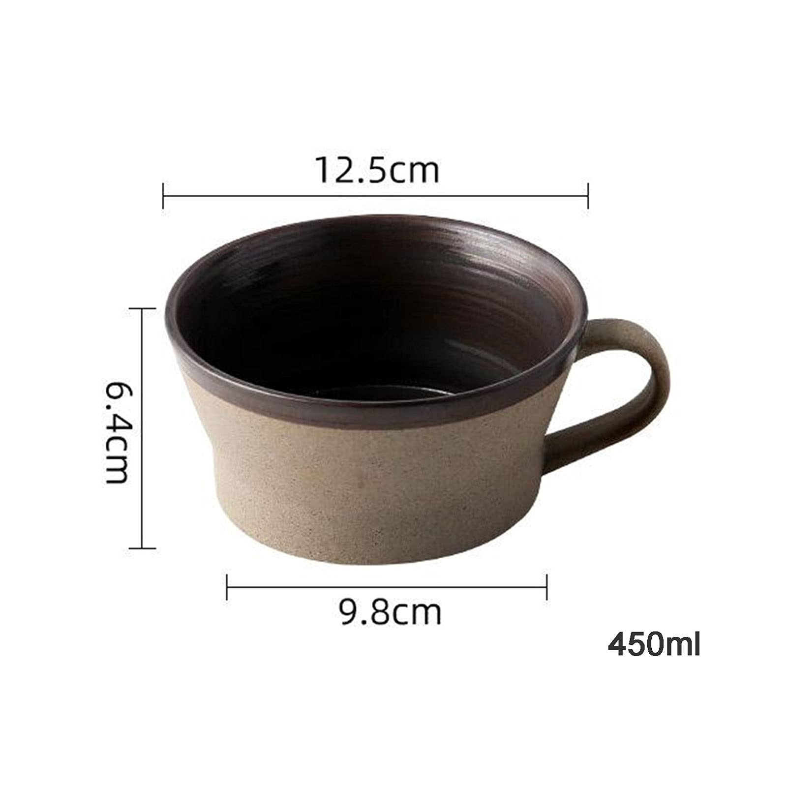 Ceramiczny kubek do kawy Porcelanowy duży kubek do kawy z uchwytem 15.2 uncji Duży kubek do herbaty Retro spiralna konstrukcja Szeroki kubek Zestaw kubków do kawy (szary)