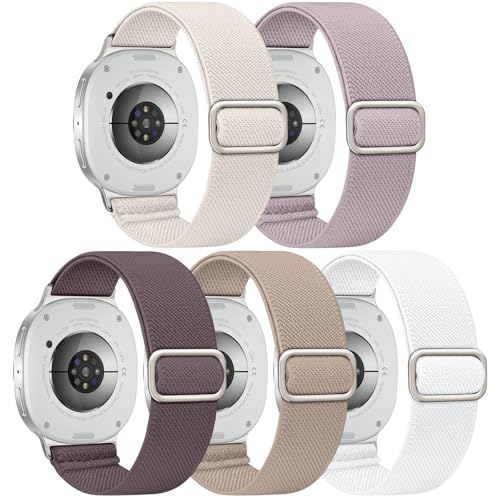 Image of Acextro 5 Pack Stretchy Bands Compatible with Samsung Galaxy Watch 7 6 5 4 FE Band 40mm 44mm 45mm /Watch 6 4 Classic 4 42mm 46mm 43mm 47mm /Active 2, 20mm Water-Resistant Elastic Nylon Sport Strap