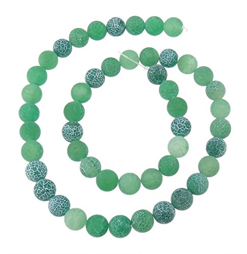 Gemstone Beads 6/8/10 mm Frosted Agate Stone Round Natural Stone Frosted Agate Pearl Semi-Precious Stone Gemstone Bead with Hole for Threading (Green - Image 2