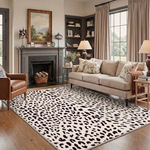 Bavni Leopard Print Rugs 5x7 Washable Area Carpet for Bedroom Living Room