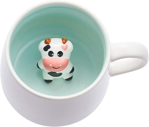 Taza de cerámica con diseño de vaca para bebé, 12 onzas, bonita taza para Navidad, cumpleaños, regalo del día de San Valentín, regalos sorpresa para