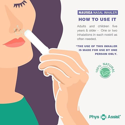 Miniatura 7 de PhysAssist Aromaterapia oncológica para náuseas. Contiene aceites esenciales naturales, tamaño de viaje compacto.