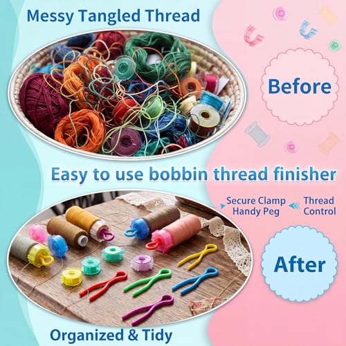 Image of Jexine 270 Pack Bobbin Thread Holder Set Includes Sewing Bobbin, Clips, Thread Holders Sewing Machine Accessories for Spool Organizing (Colorful)