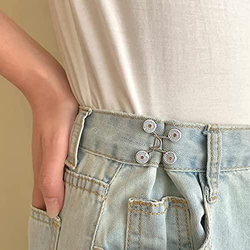 Image of SANNIDHI 8Pcs Adjustable Waist Buckle for Jeans Pearl Detachable No-Sew