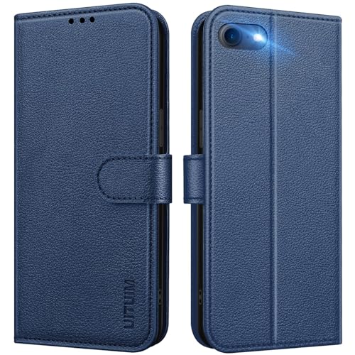 UITUIM Cover per iPhone SE 2022 / iPhone SE 2020 / iPhone 8/iPhone 7/iPhone 6S/iPhone 6 Cover Custodia a Libro Portafoglio in Pelle con Porta Carte Magnetica Cover Telefono Flip Case Custodia,Blu