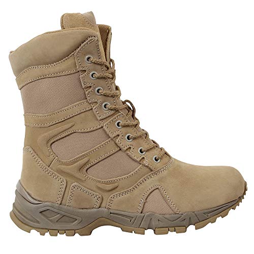 Rothco Forced Entry 8" Deployment Boots With Side Zipper, Desert Tan