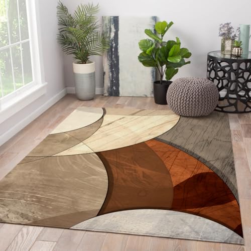 Tapis lavable 140 x 200 cm avec dossier antidérapant et motif abstrait