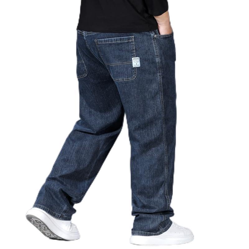 Mens Stretch Jeans Large Size Slim Fit Baggy Straight Leg Jean