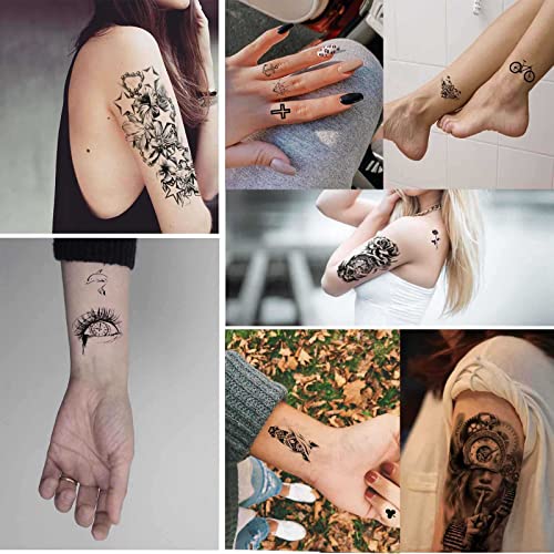 Quichic 130 Designs Temporary Tattoo Sexy Half Sleeve Fake Tattoos For Women Cool Hand Tattoos For Couple Black Realistic #TOP3