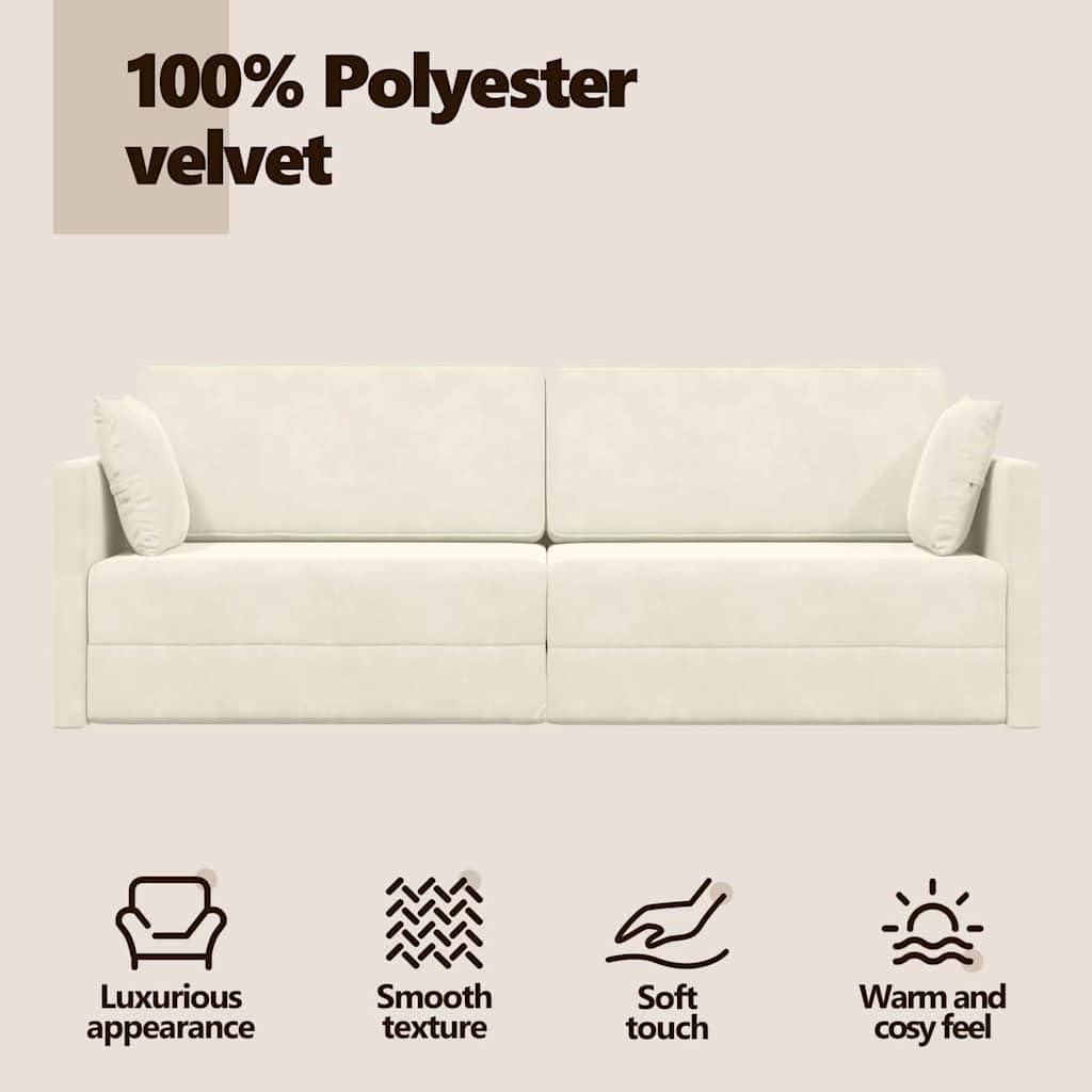 vidaXL Divano-Letto da Pavimento Crema 213 x 70 x 77 cm Velluto